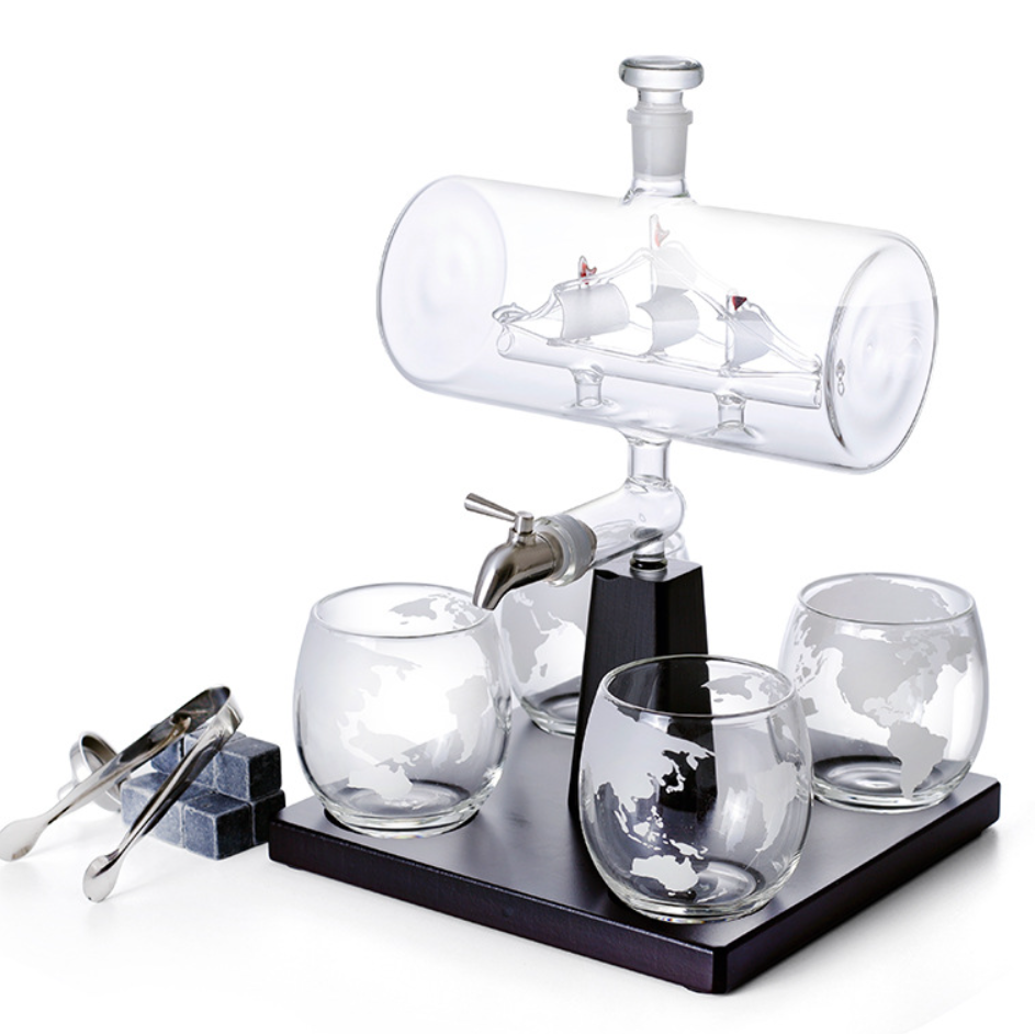 TOREVO Glass Sailing Wine Bottle Container
