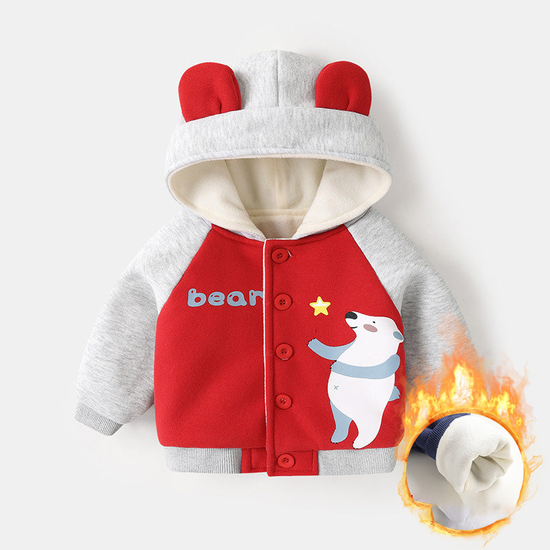 TOREVO Baby Fleece Hooded Jacket for Boys and Girls Winter