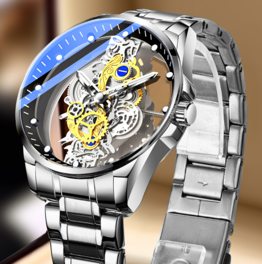 TOREVO Gilded Skeleton Watch — silver