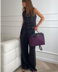TOVERO Athena Tailored Linen Set with Sleeveless Vest (One Set)