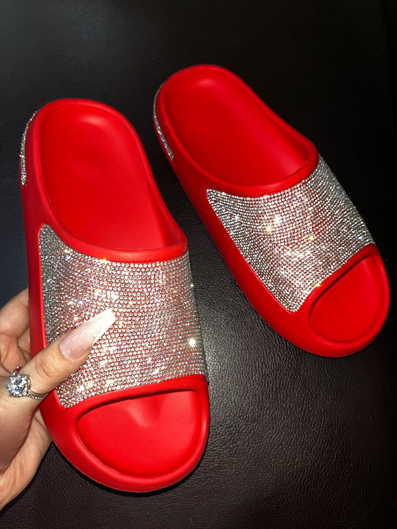 TOREVO - 2023 Women's Thick-Soled Diamond Slides Slippers