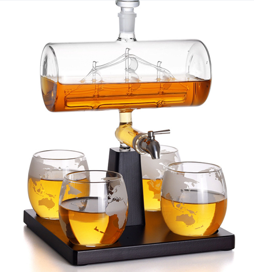 TOREVO Glass Sailing Wine Bottle Container