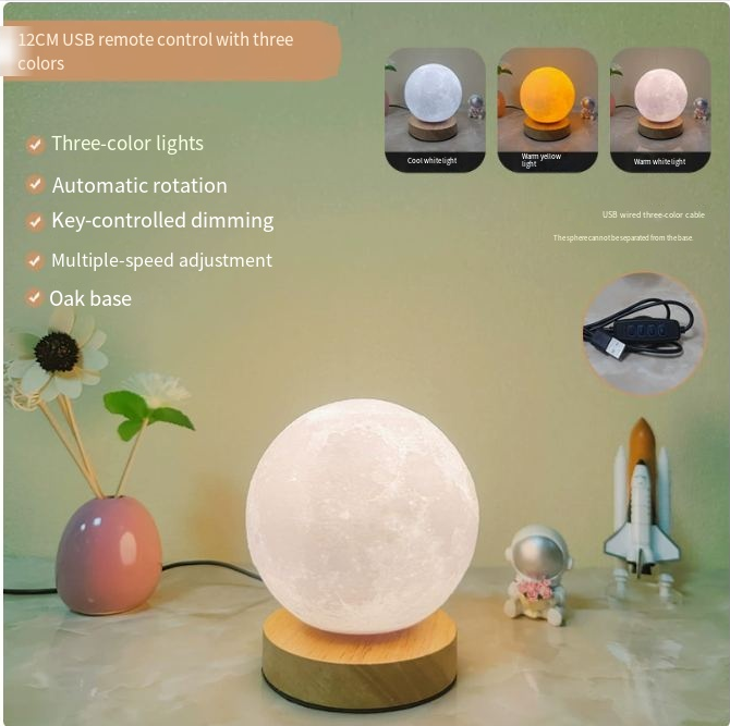 TOREVO 3D Moon Lamp with Wooden Base Night Light