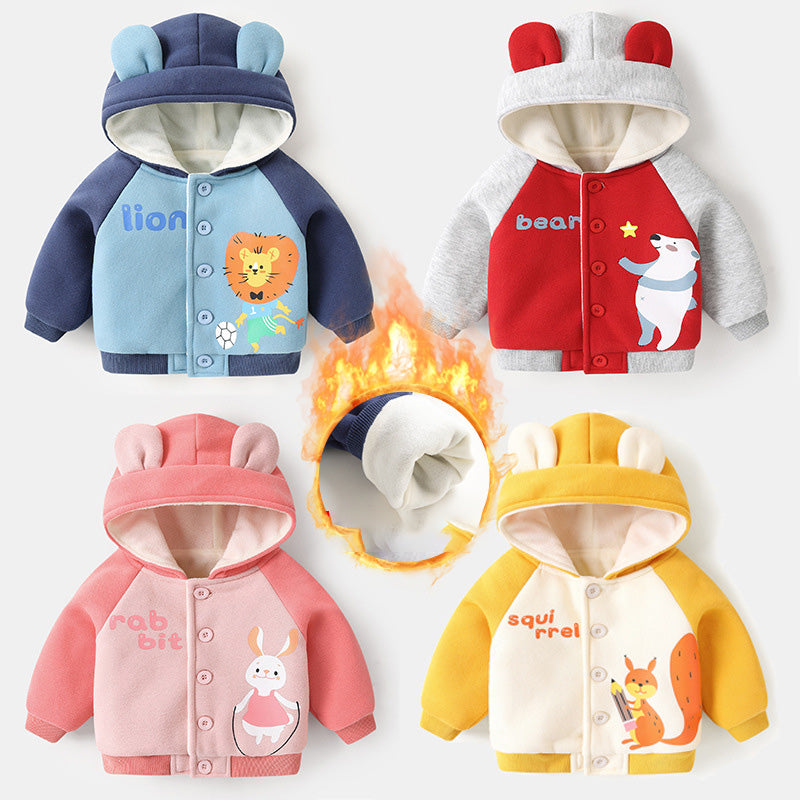 TOREVO Baby Fleece Hooded Jacket for Boys and Girls Winter